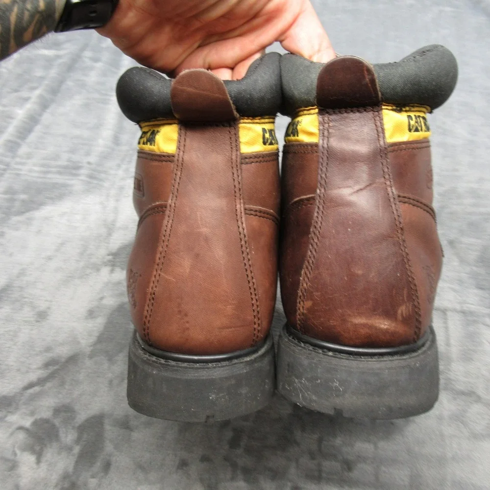 Caterpillar Work Boots Mens 11M Brown Steel Toe Leather Second Shift Lace‎ Up